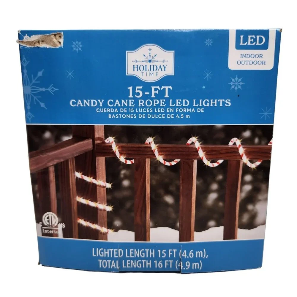 Holiday Time 15 ft Led Candycane Rope Light
